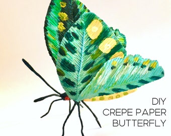 DIY crepe paper Butterfly tutorial + template