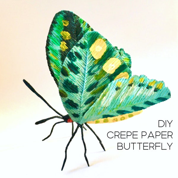 DIY crepe paper Butterfly tutorial + template