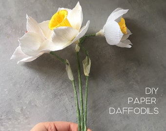 Crepe paper Daffodil - flower tutorial for beginners and flower lovers