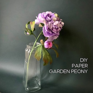 Crepe paper Garden Peony printable tutorial, DIY paper flower Home decoration project