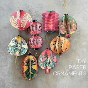 Ornamenti di carta 3D dell'anno del drago - set da 8, decorazione in stile lanterna del capodanno lunare