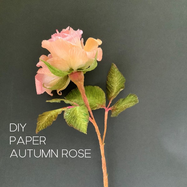 Crepe paper Autumn Rose printable tutorial and templates, Flower files for Cricut