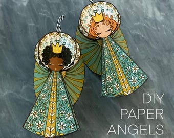 Last-Minute DIY Christmas Angel Ornament - Printable Paper Craft - Digital Download