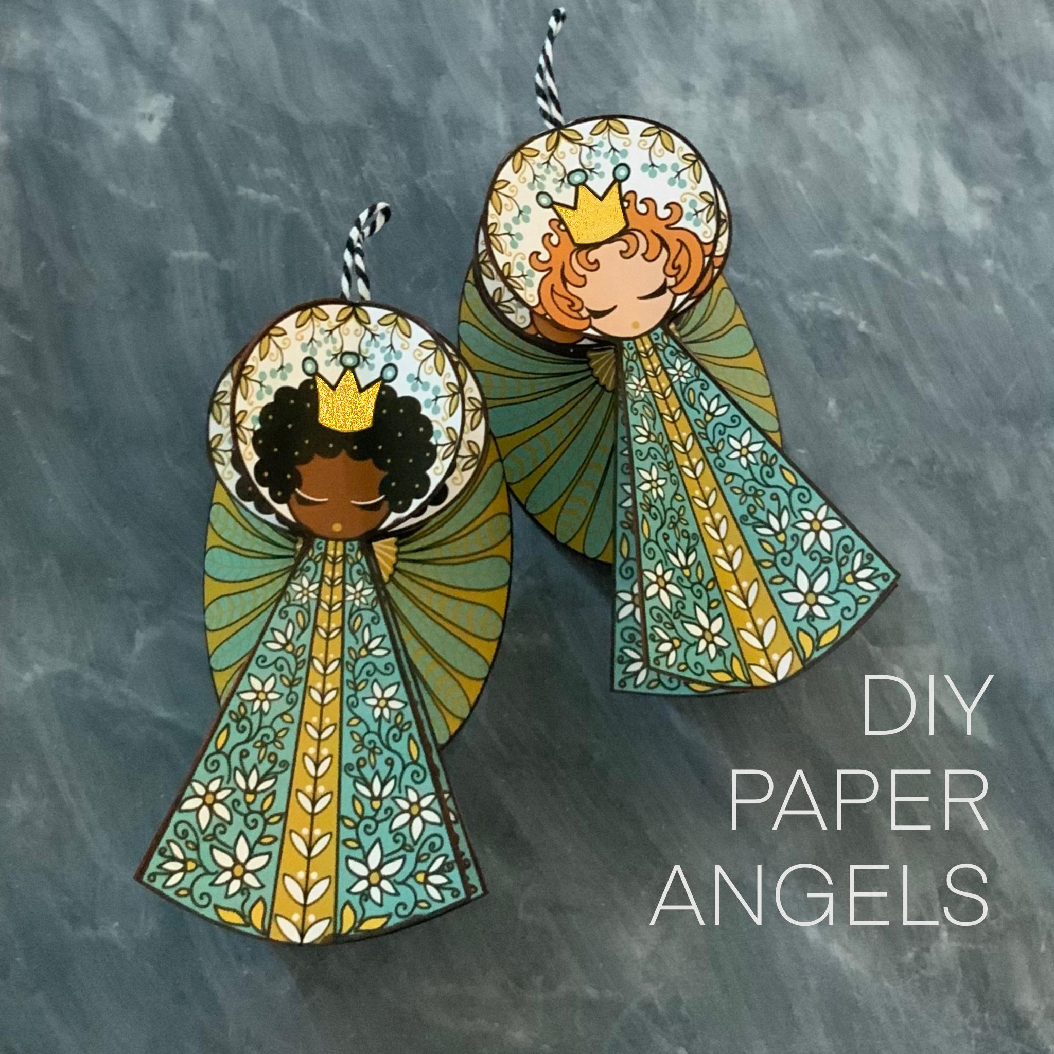 40 Sweet and Easy Angel Crafts for Kids To Make! 4 Last-Minute DIY Christmas Angel Ornament - Printable Paper Craft -…