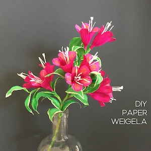 Crepe paper Weigela tutorial + SVG files and printable templates
