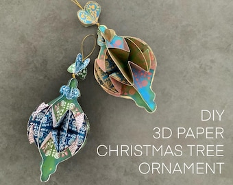 2 Heirloom Folk Style Paper ornaments, Christmas tree decoration, Holiday crafts, Cricut files