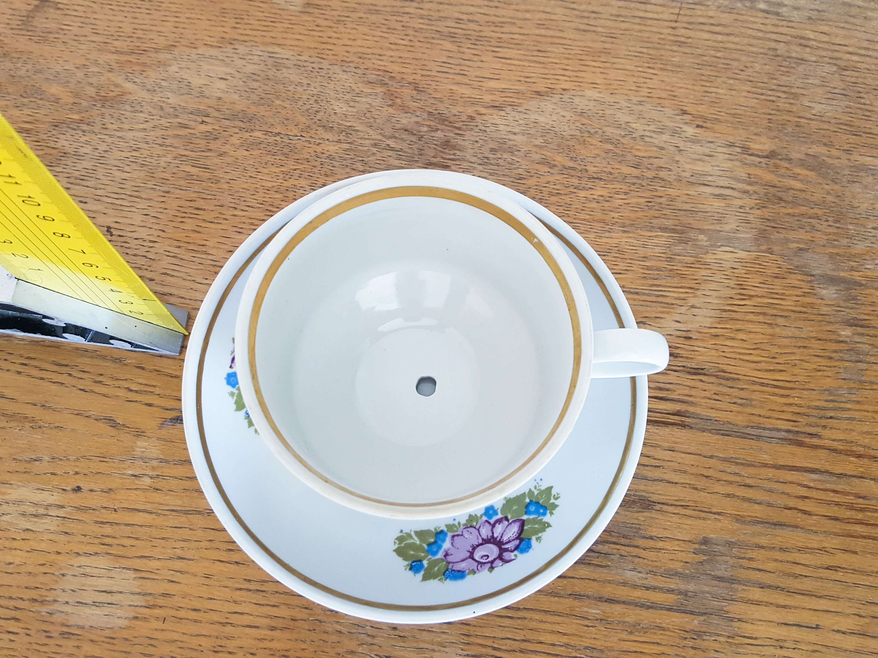 Upcycled Vintage Tea Cup Planter With Drainage Hole and Saucer Etsy UK