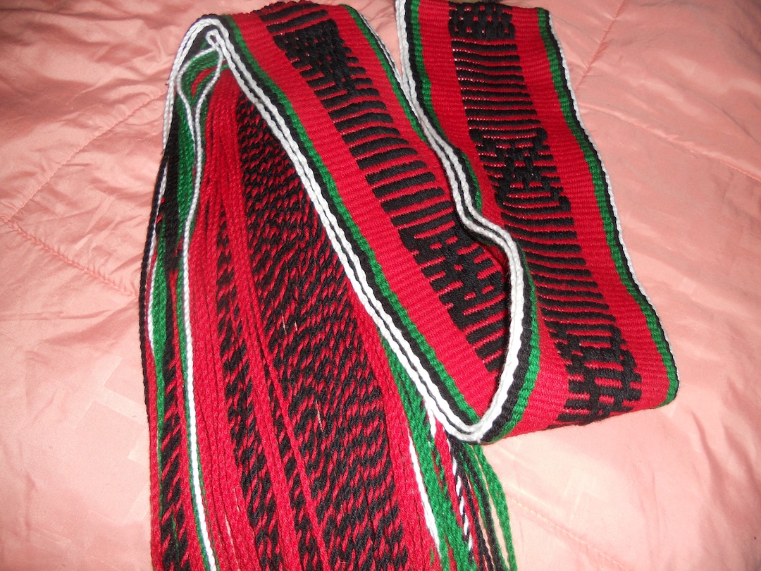 Red Wool Ceremonial Sash Belt, Native American Belt, Native Regalia