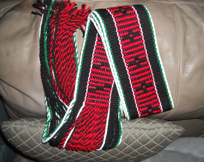 Ceremonial Red Sash, Red Fringe Belt, Native American Belt, Pueblo