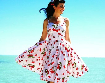 Pinup dress 'Joy dress in Cherries' PLUS Size AVAILABLE, rockabilly dress,