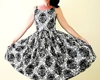 Pinup dress 'Haley dress Skull lace' HALLOWEEN Ready to ship, PLUS size AVAILABLE, rockabilly dress