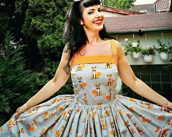 Pinup dress 'Daisy dress Foxy' Ready to ship, PLUS SIZE AVAILABLE, rockabilly dress