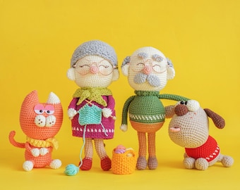 Full House Crochet Doll Pattern: Pepaw, Memaw, Ginger & Bingo (PDF)