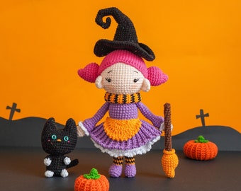 Halloween Witch- Amigurumi Dolls/Crocheted Dolls (Amigurumi Pattern/Amigurumi Crochet Pattern/Crochet Amigurumi Pattern by Aquariwool)