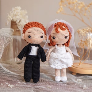 Wedding Couple Crochet Pattern by Aquariwool Crochet (Crochet Doll Pattern/Amigurumi Pattern for Wedding gift)