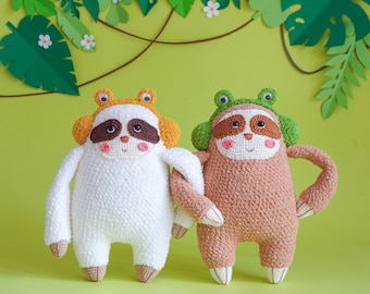 Snuggy Sloth Crochet Pattern by Aquariwool Crochet (Crochet Doll Pattern/Amigurumi Pattern for Baby gift)