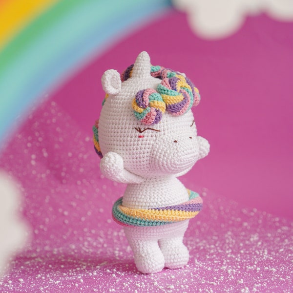 Lollipop Einhorn Häkelanleitung von Aquariwool Crochet (Häkelanleitung Puppe/Amigurumi Anleitung für Baby Geschenk)