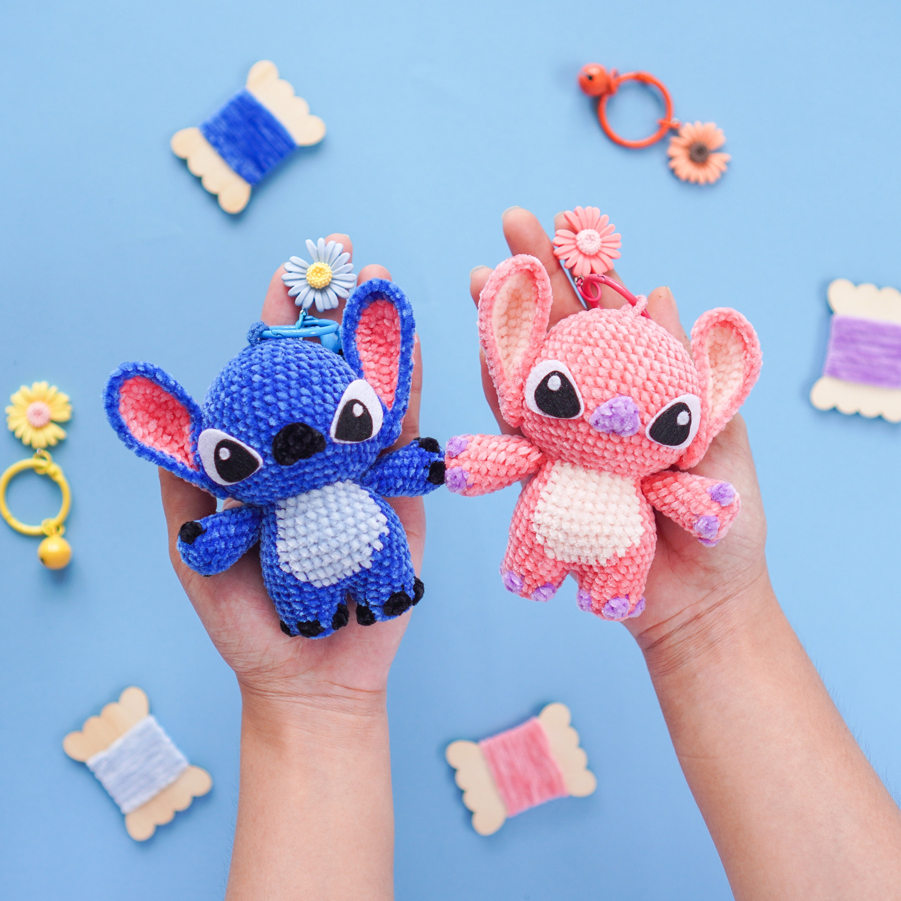 Amigurumi Stitch Keychain, Crochet Stitch Doll, Stitch Amigurumi Keychain,  Handmade Stitch Doll, Crochet Stitch Keychain, Stitch Keychain 