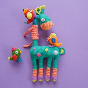 Tiki & Chirpy-The Giraffe and Little Bird Crochet Pattern by Aquariwool Crochet Crochet Doll Pattern/Amigurumi Pattern for Baby gift image 8
