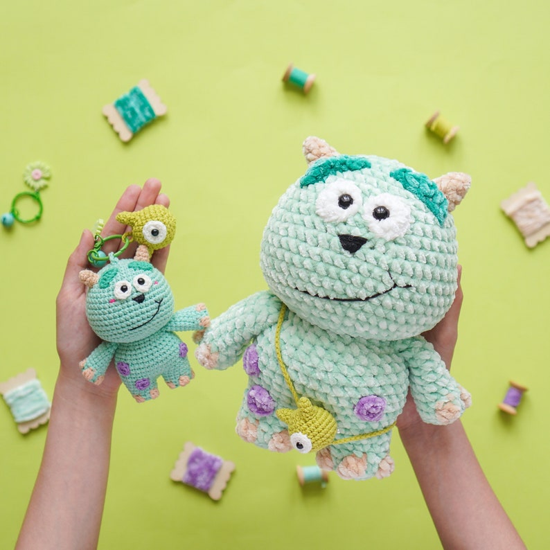 Mini Monster-Keychain version Crochet Pattern by Aquariwool Crochet Crochet Doll Pattern/Amigurumi Pattern for Baby gift image 3