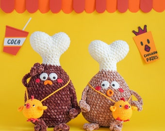 Patrón de crochet de muslo de pollo de Aquariwool Crochet (Patrón de muñeco de ganchillo/Patrón Amigurumi para regalo de bebé)