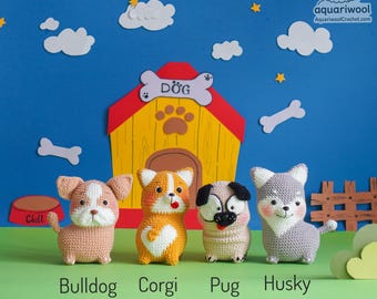Crochet Dog Amigurumi Pattern Bundle – 4 Kawaii Puppy Designs (PDF Pattern)