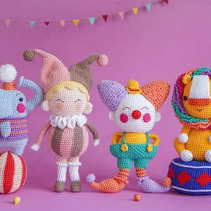 Circus Amigurumi Bundle Crochet Pattern by Aquariwool Crochet (Crochet Doll Pattern/Amigurumi Pattern for Baby gift)