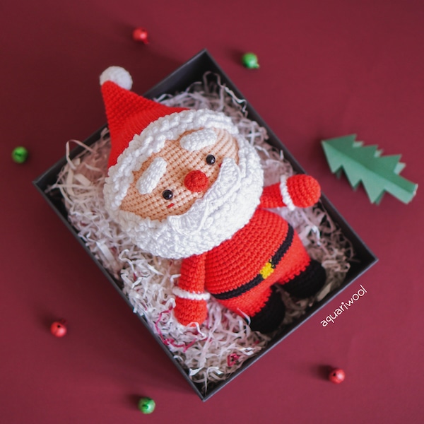 Santa Crochet Pattern by Aquariwool Crochet (Crochet Doll Pattern/Amigurumi Pattern for Baby gift)