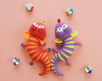 Geeky The Leopard Gecko Crochet Pattern by Aquariwool Crochet (Crochet Doll Pattern/Amigurumi Pattern for Baby gift)