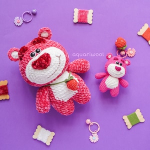 Strawberry Bear Crochet Pattern by Aquariwool Crochet (Crochet Doll Pattern/Amigurumi Pattern for Baby gift)