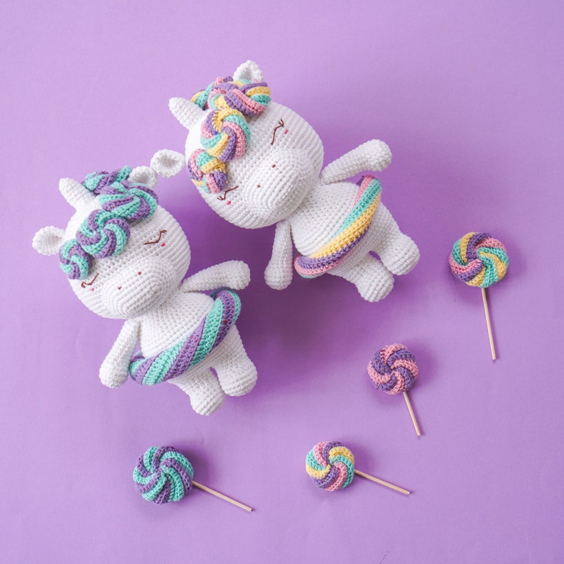 Lollipop Unicorn Crochet Pattern by Aquariwool Crochet Crochet Doll Pattern/Amigurumi Pattern for Baby gift image 6