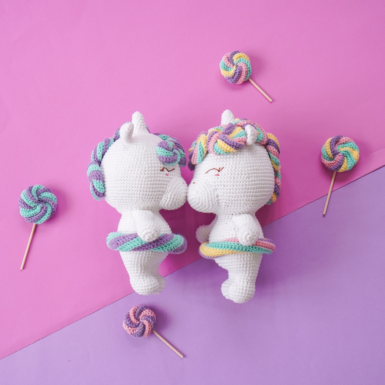 Lollipop Unicorn Crochet Pattern by Aquariwool Crochet Crochet Doll Pattern/Amigurumi Pattern for Baby gift image 7