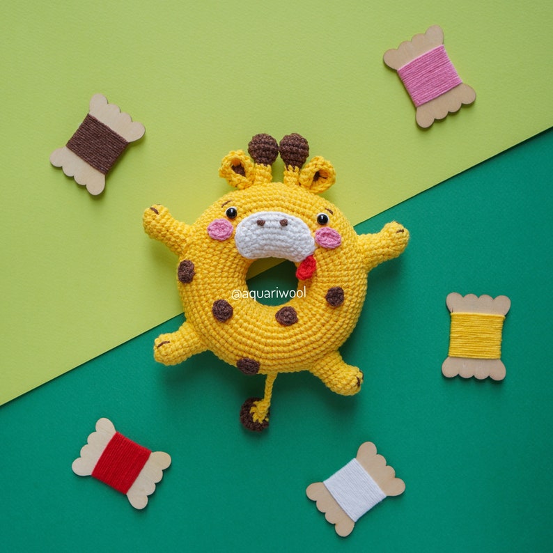 Gehaakte donut: bundel met 8 karakters haakpatroon van Aquariwool Crochet gehaakt poppenpatroon/Amigurumi-patroon voor babycadeau afbeelding 9