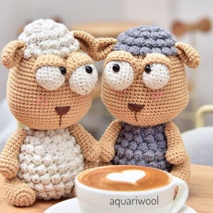 Cupid The Sheep Couple (Amigurumi Crochet Pattern by Aquariwool)