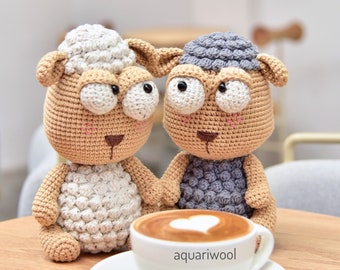 Cupid The Sheep Couple (Amigurumi Crochet Pattern by Aquariwool)