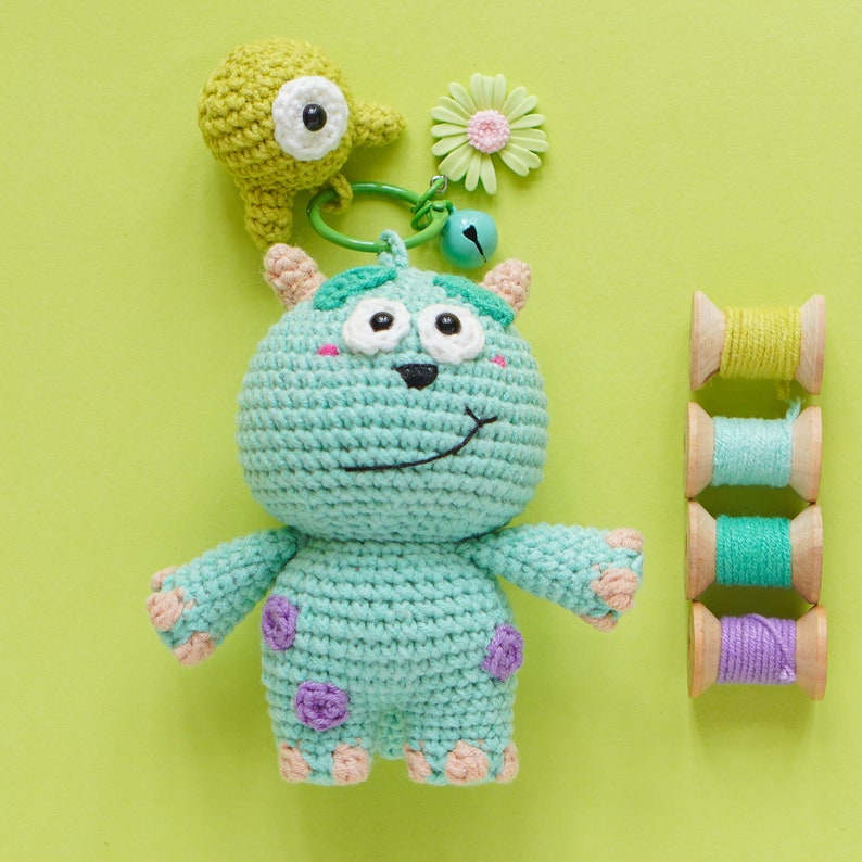 Mini Monster-Keychain version Crochet Pattern by Aquariwool Crochet Crochet Doll Pattern/Amigurumi Pattern for Baby gift image 5