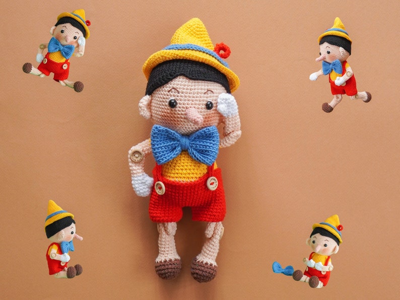 Pinocchio Crochet Pattern by Aquariwool Crochet Crochet Doll Pattern/Amigurumi Pattern for Baby gift image 4