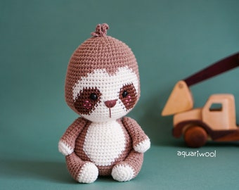 Flash The Sloth Crochet Pattern by Aquariwool Crochet (Crochet Doll Pattern/Amigurumi Pattern for Baby gift)