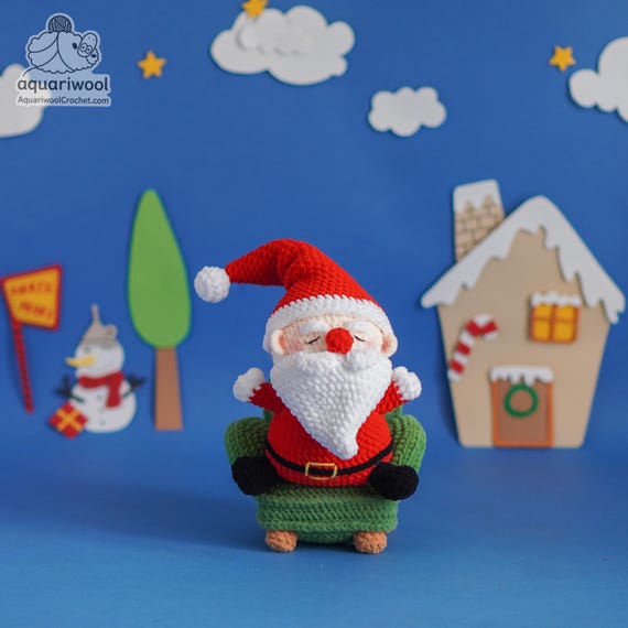 Sitting Santa Crochet Pattern PDF - Christmas Amigurumi