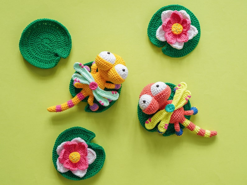 Dragonfly & 3 Frogs Crochet Pattern by Aquariwool Crochet Crochet Doll Pattern/Amigurumi Pattern for Baby gift image 4