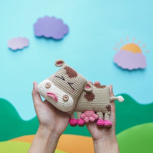 Flat Cows: Calf & Mommy Cow Crochet Pattern by Aquariwool Crochet Crochet Doll Pattern/Amigurumi Pattern for Baby gift image 6