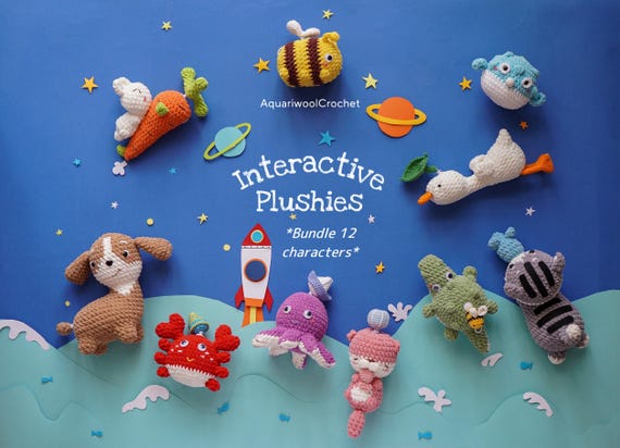 Crochet Plushies Pattern: 12 Amigurumi Animal Toys (PDF)