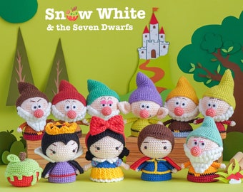 Princess & Little Dwarfs Crochet Pattern by Aquariwool Crochet (Crochet Doll Pattern/Amigurumi Pattern for Baby gift)