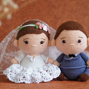 Wedding Couple Crochet Pattern by Aquariwool Crochet (Crochet Doll Pattern/Amigurumi Pattern for Baby gift)