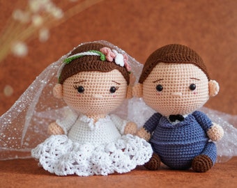 Wedding Couple Crochet Pattern by Aquariwool Crochet (Crochet Doll Pattern/Amigurumi Pattern for Baby gift)