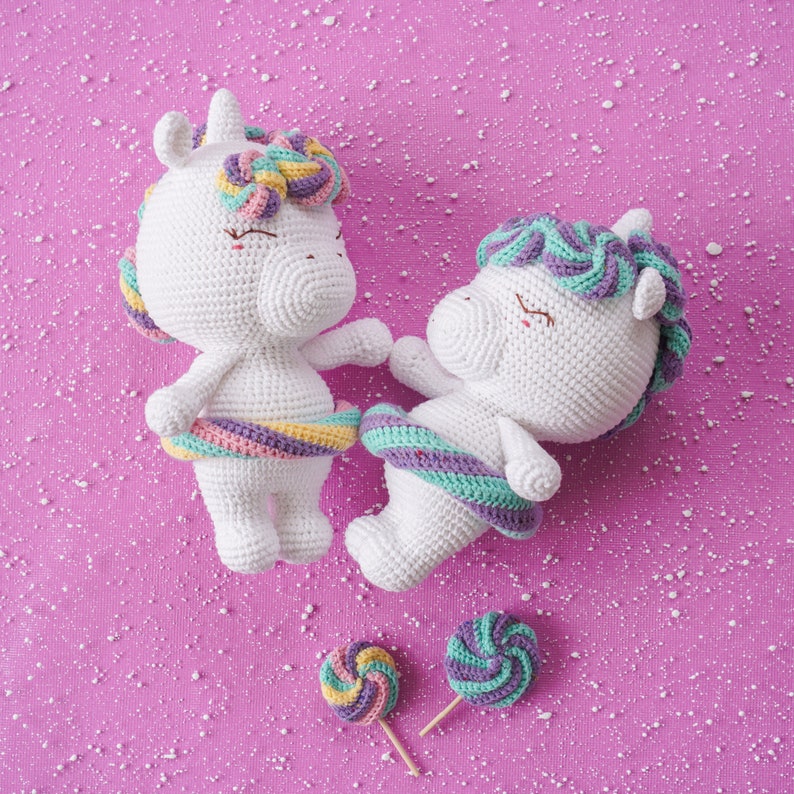 Lollipop Unicorn Crochet Pattern by Aquariwool Crochet Crochet Doll Pattern/Amigurumi Pattern for Baby gift image 8