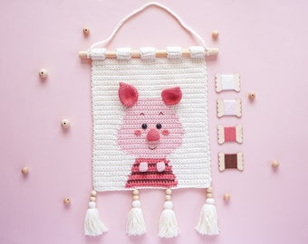 Patrón de cochinillo para colgar en la pared de ganchillo (Patrón Amigurumi/Patrones de amigurumi de ganchillo de Aquariwool)