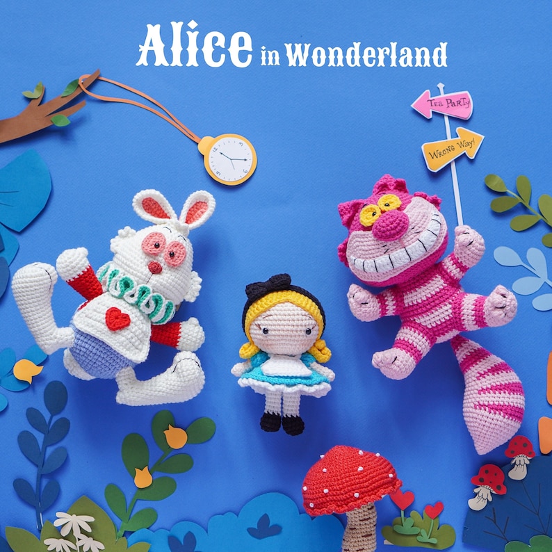 Schema uncinetto Alice nel Paese delle Meraviglie di Aquariwool Crochet schema per bambola all'uncinetto/schema Amigurumi per regalo per bambini immagine 3