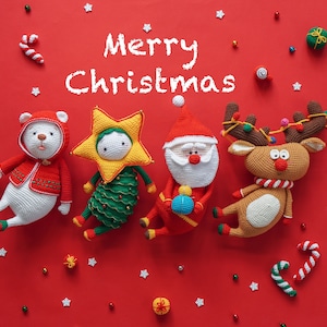 The Christmas Amigurumi Bundle: Santa, Reindeer, X-mas Tree & Polar Bear Crochet Pattern by Aquariwool Crochet