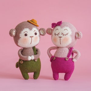 Valentine The Monkey Couple Crochet Pattern by Aquariwool Crochet Crochet Doll Pattern/Amigurumi Pattern for Baby gift image 4